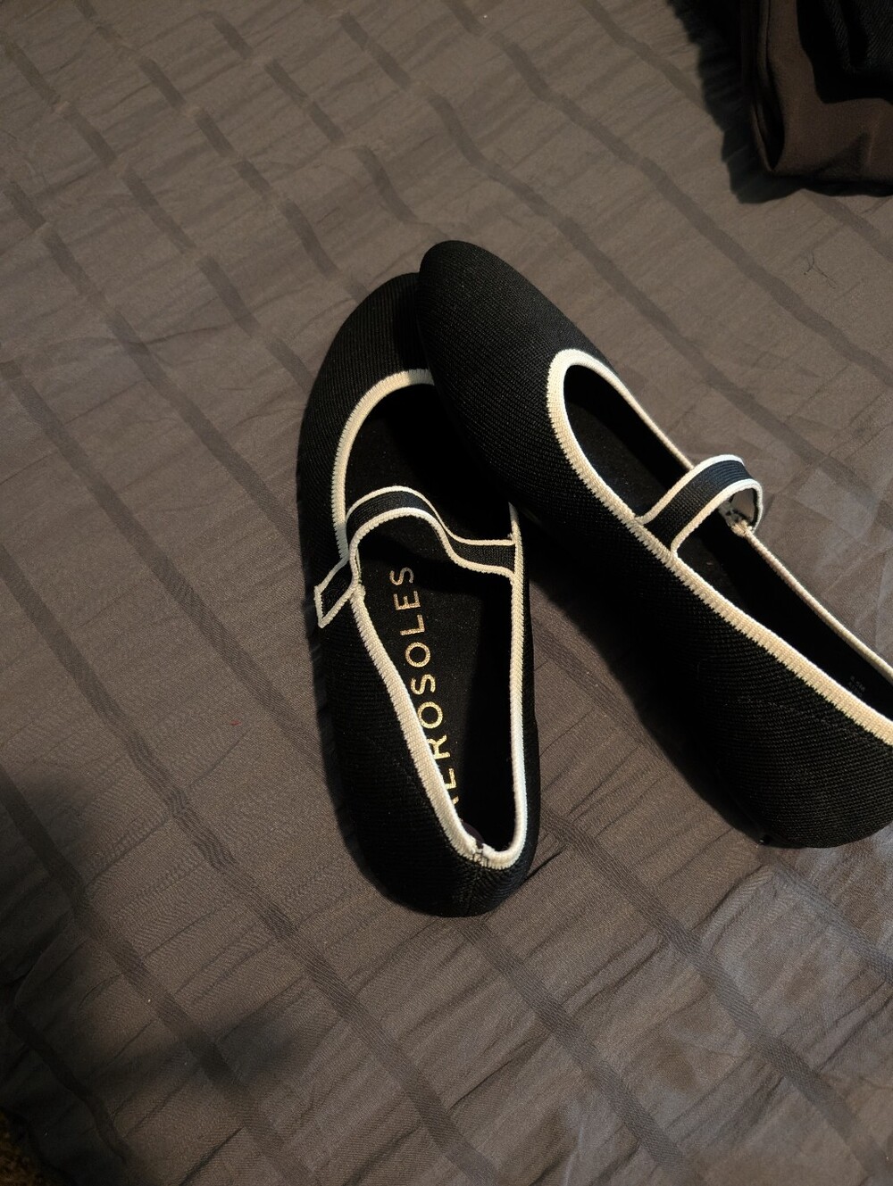Black Mary Jane Ballet Flats with White Trim -